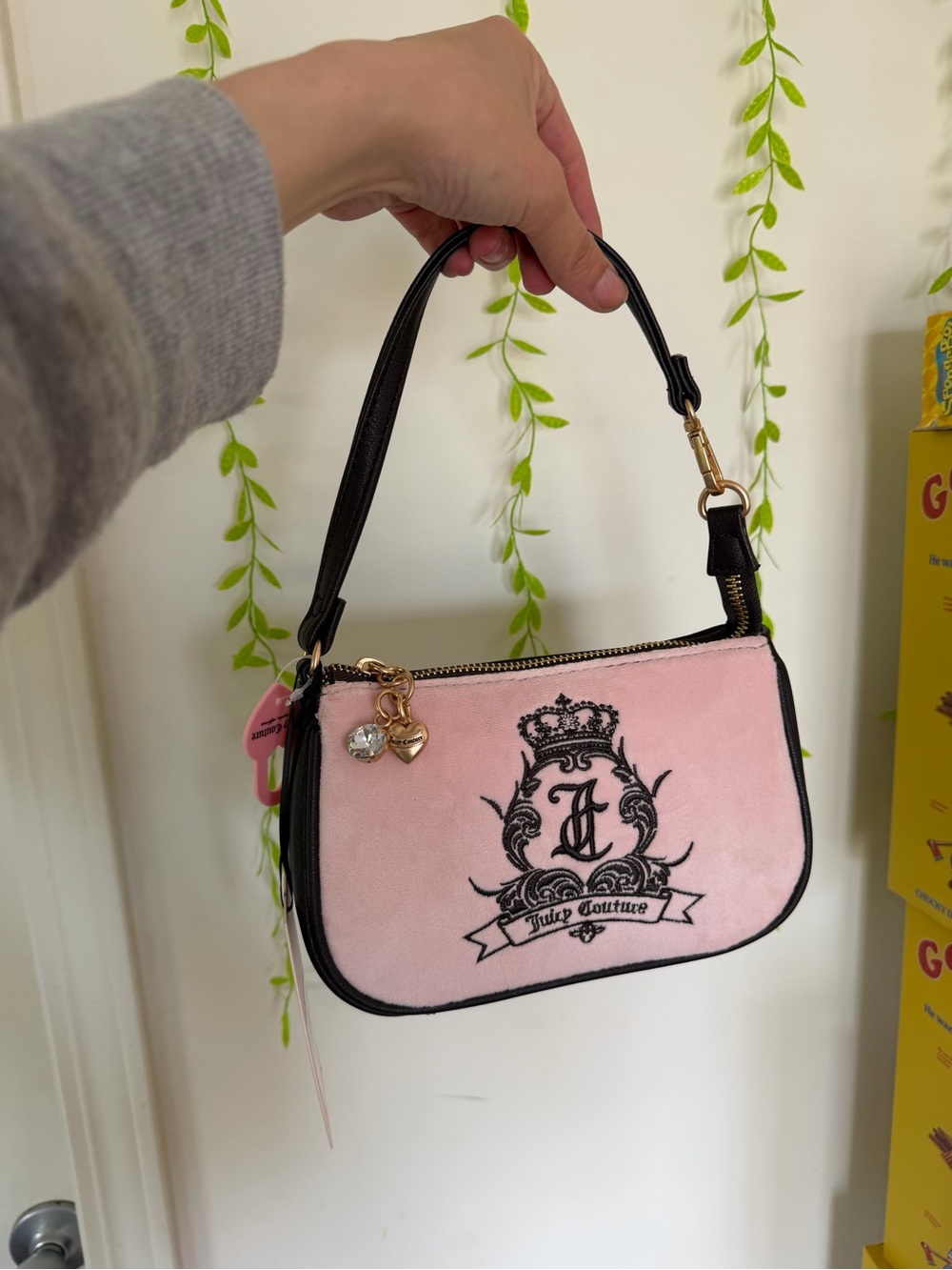 Juicy Couture Pink Logo Velour Mini Shoulder Bag